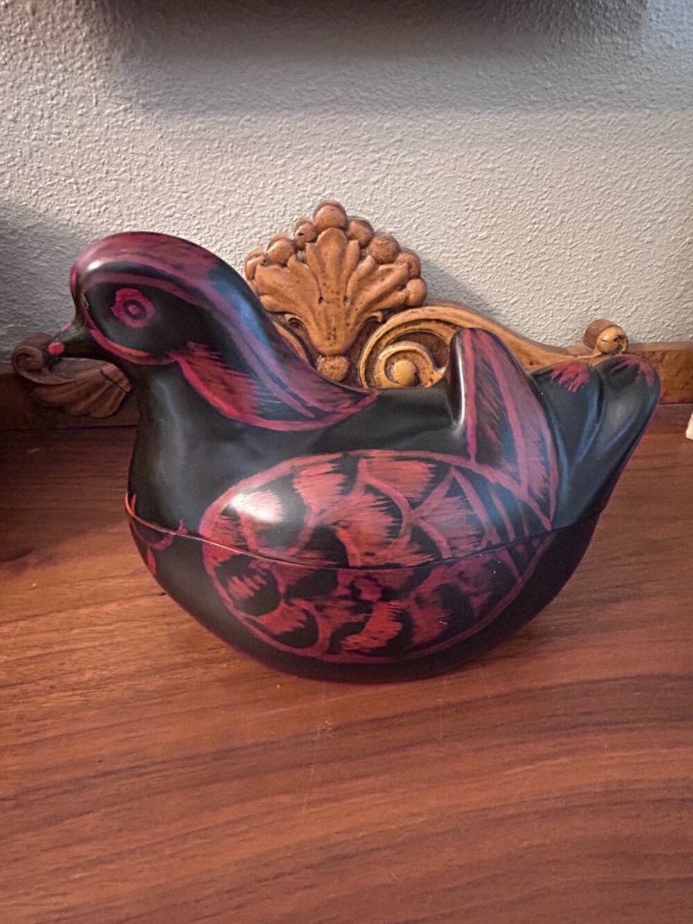 Red & Black Lacquer Duck Trinket box